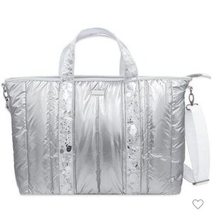 Packed Party Silver Puffy Confetti Weekend Duffle Bag